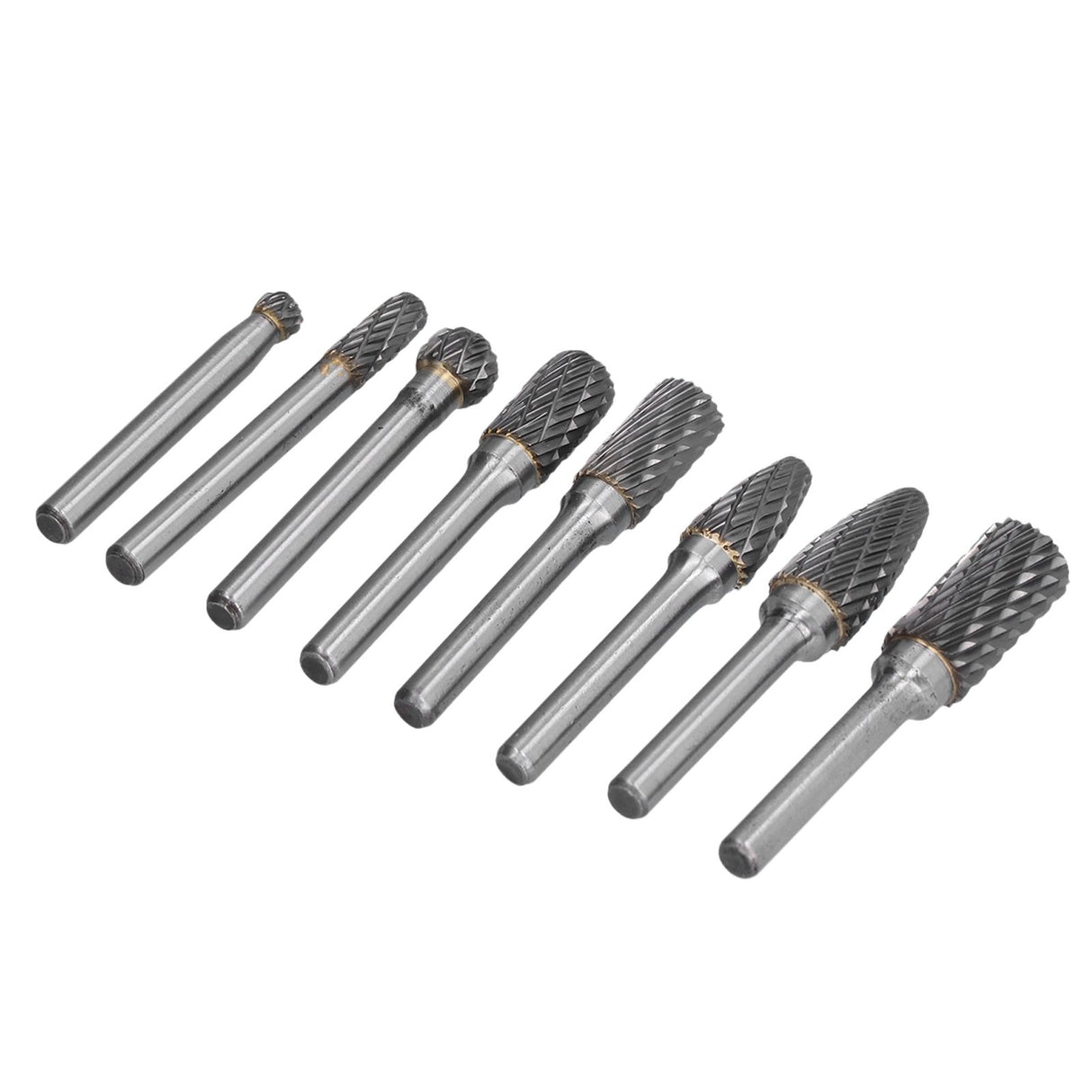 8pcs Tungsten Carbide Burr Bits Dia 6mm Rotary File Set for Wood Carving Metal Working