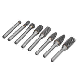 8pcs Tungsten Carbide Burr Bits Dia 6mm Rotary File Set for Wood Carving Metal Working