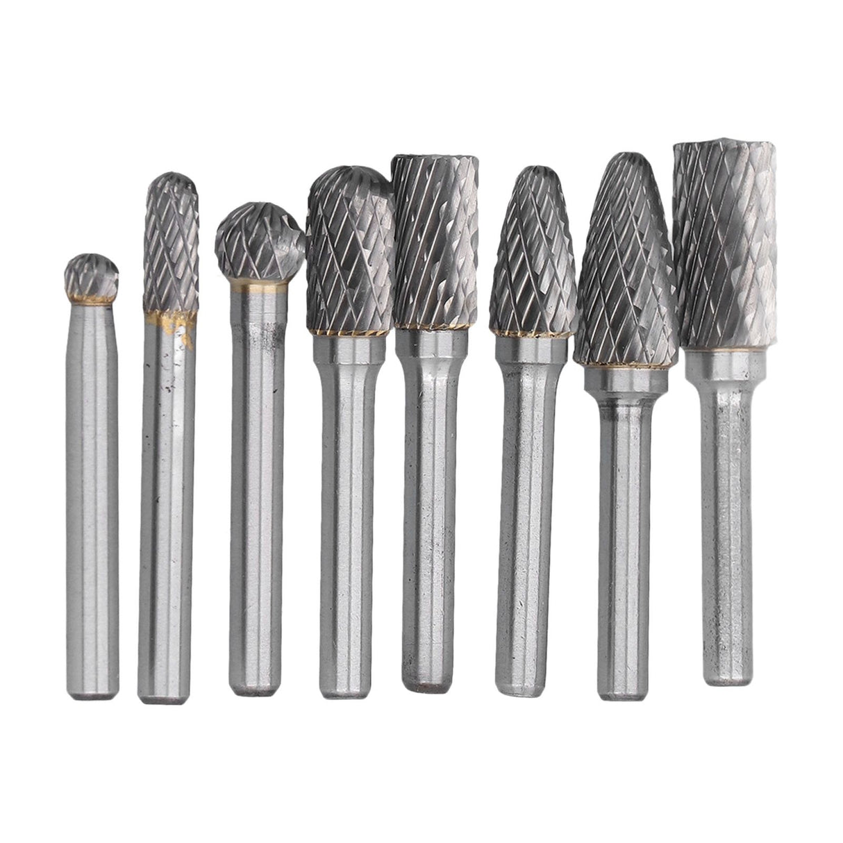 8pcs Tungsten Carbide Burr Bits Dia 6mm Rotary File Set for Wood Carving Metal Working