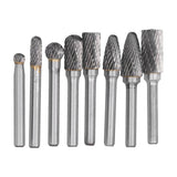 8pcs Tungsten Carbide Burr Bits Dia 6mm Rotary File Set for Wood Carving Metal Working