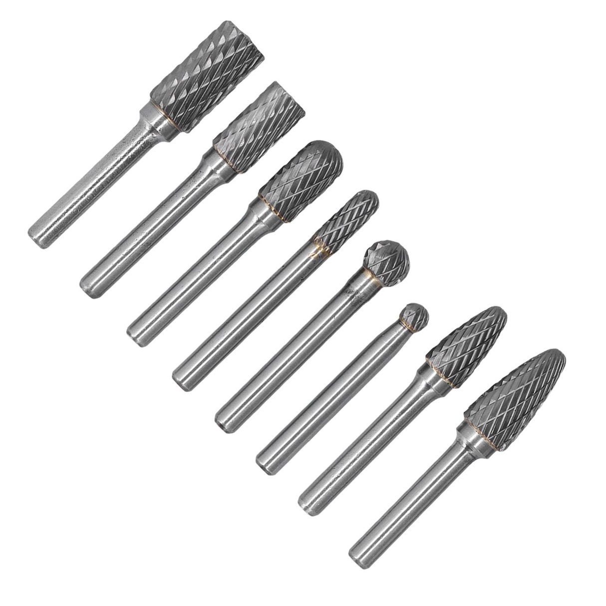 8pcs Tungsten Carbide Burr Bits Dia 6mm Rotary File Set for Wood Carving Metal Working