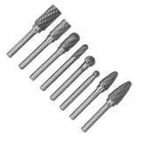 8pcs Tungsten Carbide Burr Bits Dia 6mm Rotary File Set for Wood Carving Metal Working