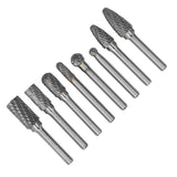 8pcs Tungsten Carbide Burr Bits Dia 6mm Rotary File Set for Wood Carving Metal Working