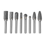 8pcs Tungsten Carbide Burr Bits Dia 6mm Rotary File Set for Wood Carving Metal Working