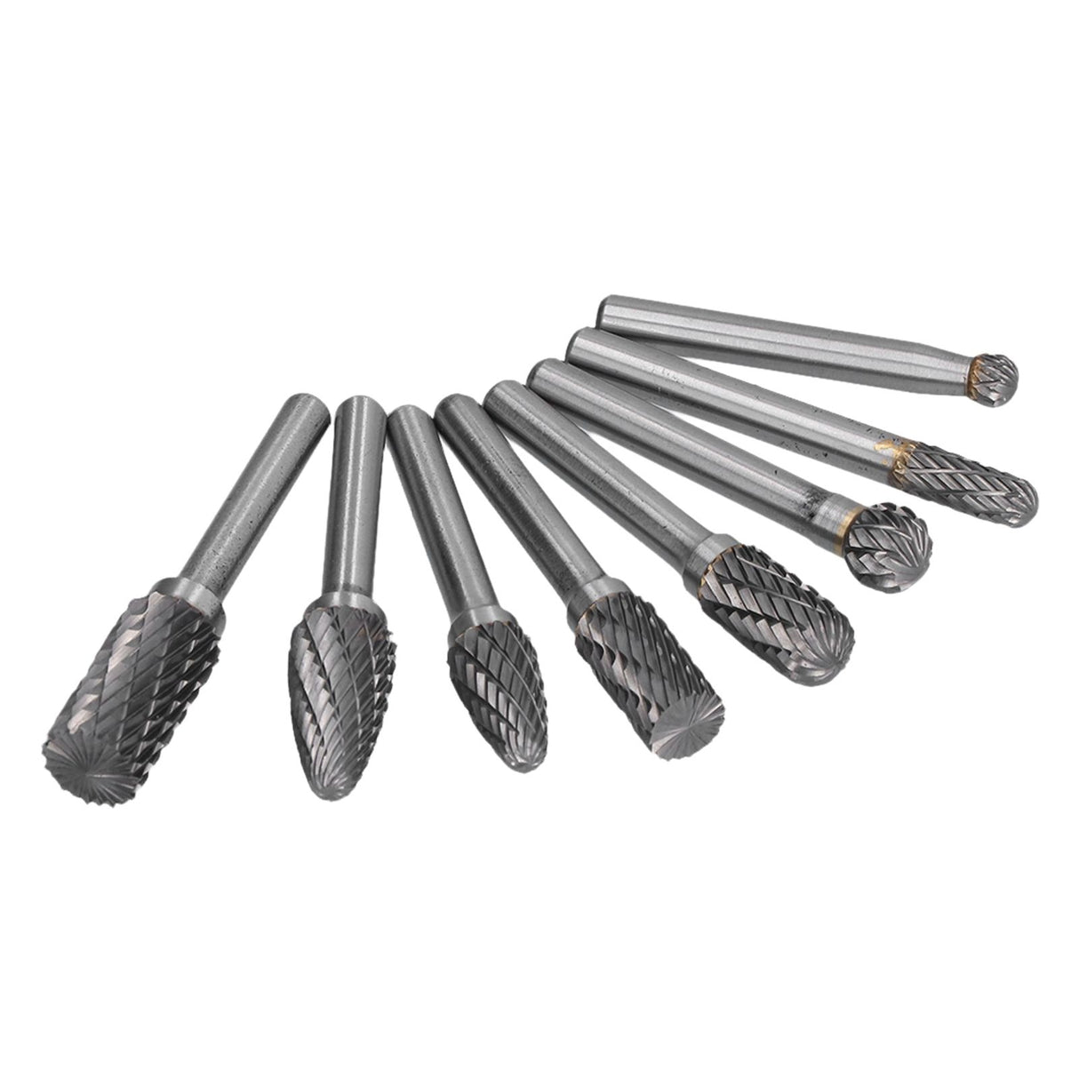 8pcs Tungsten Carbide Burr Bits Dia 6mm Rotary File Set for Wood Carving Metal Working