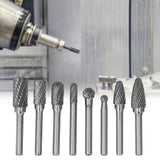 8pcs Tungsten Carbide Burr Bits Dia 6mm Rotary File Set for Wood Carving Metal Working