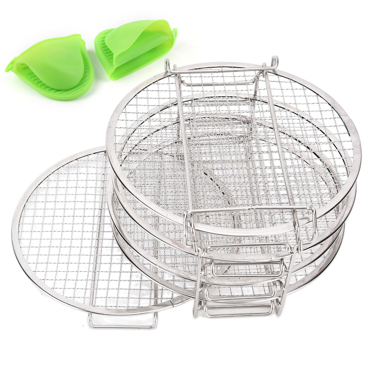 Stackable Dehydrator Rack Stainless Steel Drying Rack with Anti Scalding Gloves Fit for Ninja Foodi Fryer