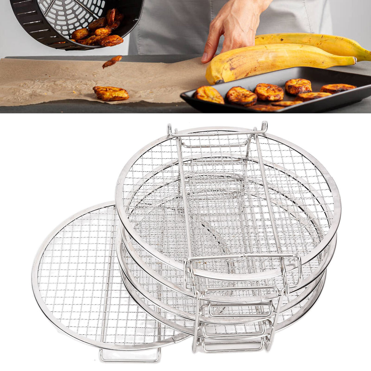 Stackable Dehydrator Rack Stainless Steel Drying Rack with Anti Scalding Gloves Fit for Ninja Foodi Fryer