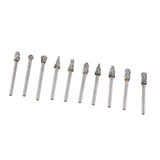 10Pcs Carbide Burr Set Alloy Tungsten Steel High Hardness Wide Application for Dremel Wood Carving Bits for Woodworking - Side View