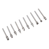 10Pcs Carbide Burr Set Alloy Tungsten Steel High Hardness Wide Application for Dremel Wood Carving Bits for Woodworking - 45-Degree Angle