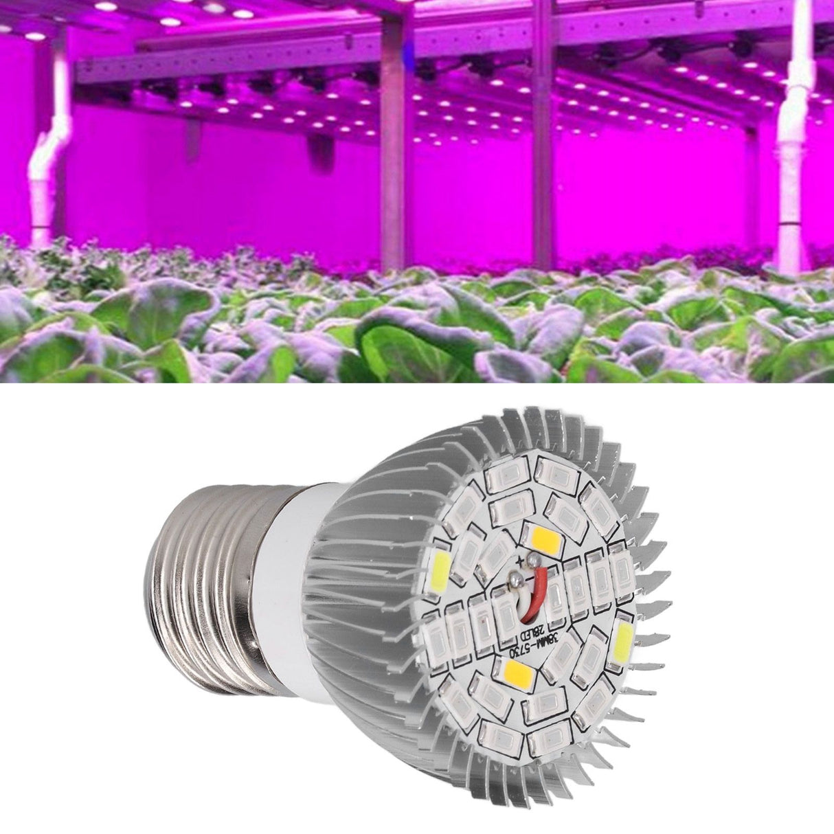 LED Grow Light Bulb Full Spectrum 28 LED E27 Socket Plant Light Bulb for Indoor Plants