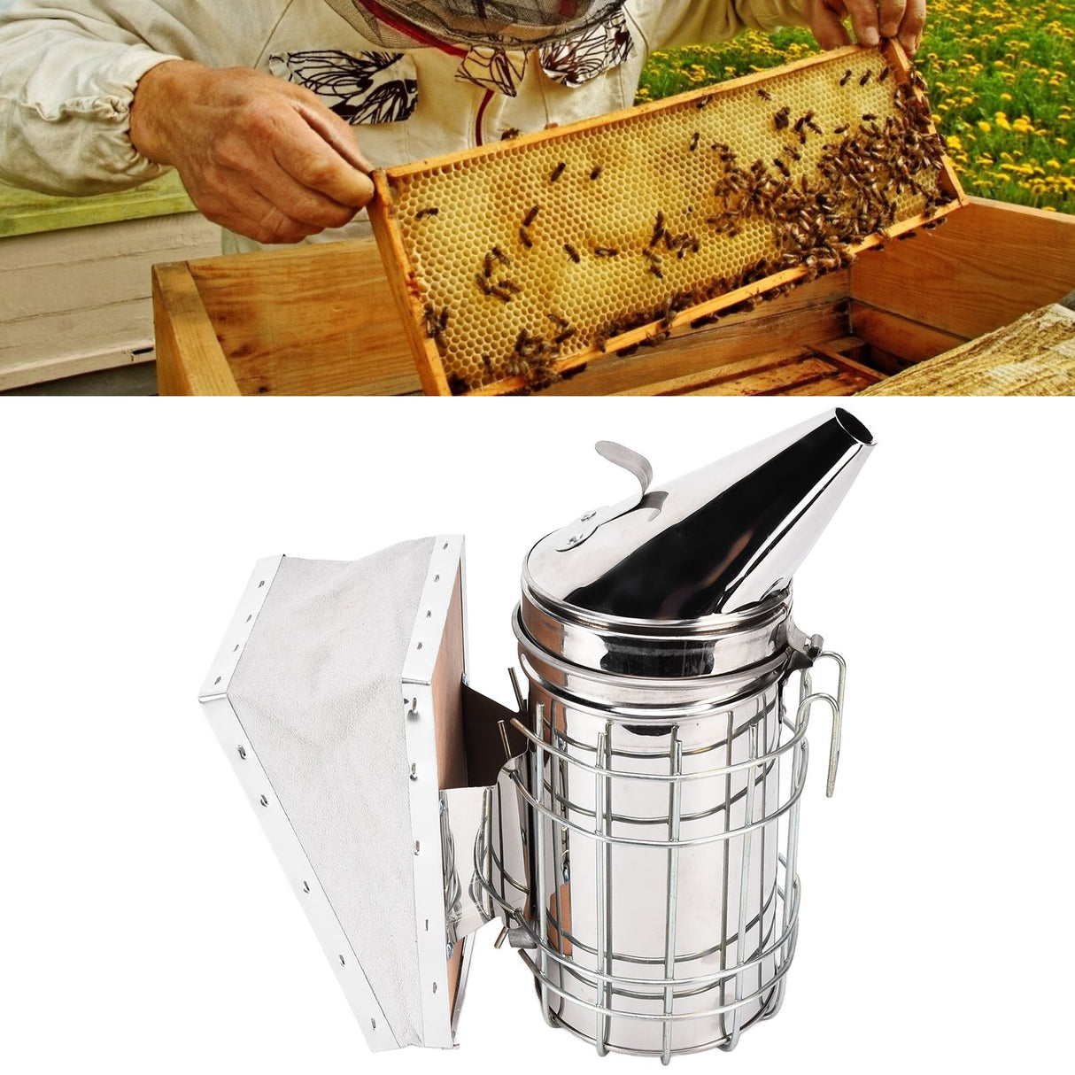 Beekeeping Starters Kit Beehive Smoker Wire Embedder Scraper Bee Brush Supplies Tools for Beekeepers