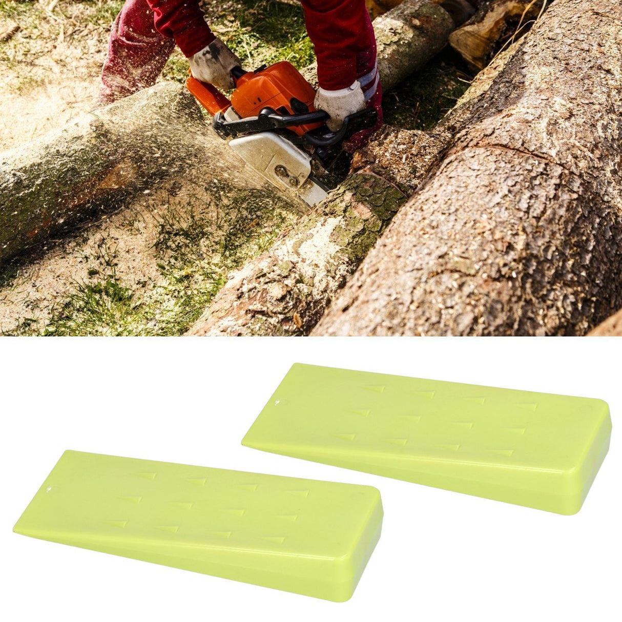 2 Pcs Chainsaw Wedges 8 Inch Green Chainsaw Felling Cutting Wedges Log Splitter Wedges