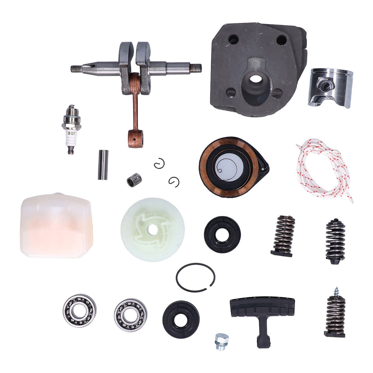 Cylinder Piston Assembly Oil Seal Crankshaft Spark Plug Kit 537253002 Replacement for Husqvarna 340 345 350 Chain Saw