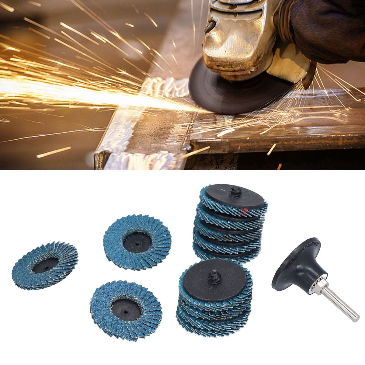 31PCS 2in/5cm Flat Flap Disc 40/60/80 Grits Blue Zirconia Alumina for Grinding Blending Sanding