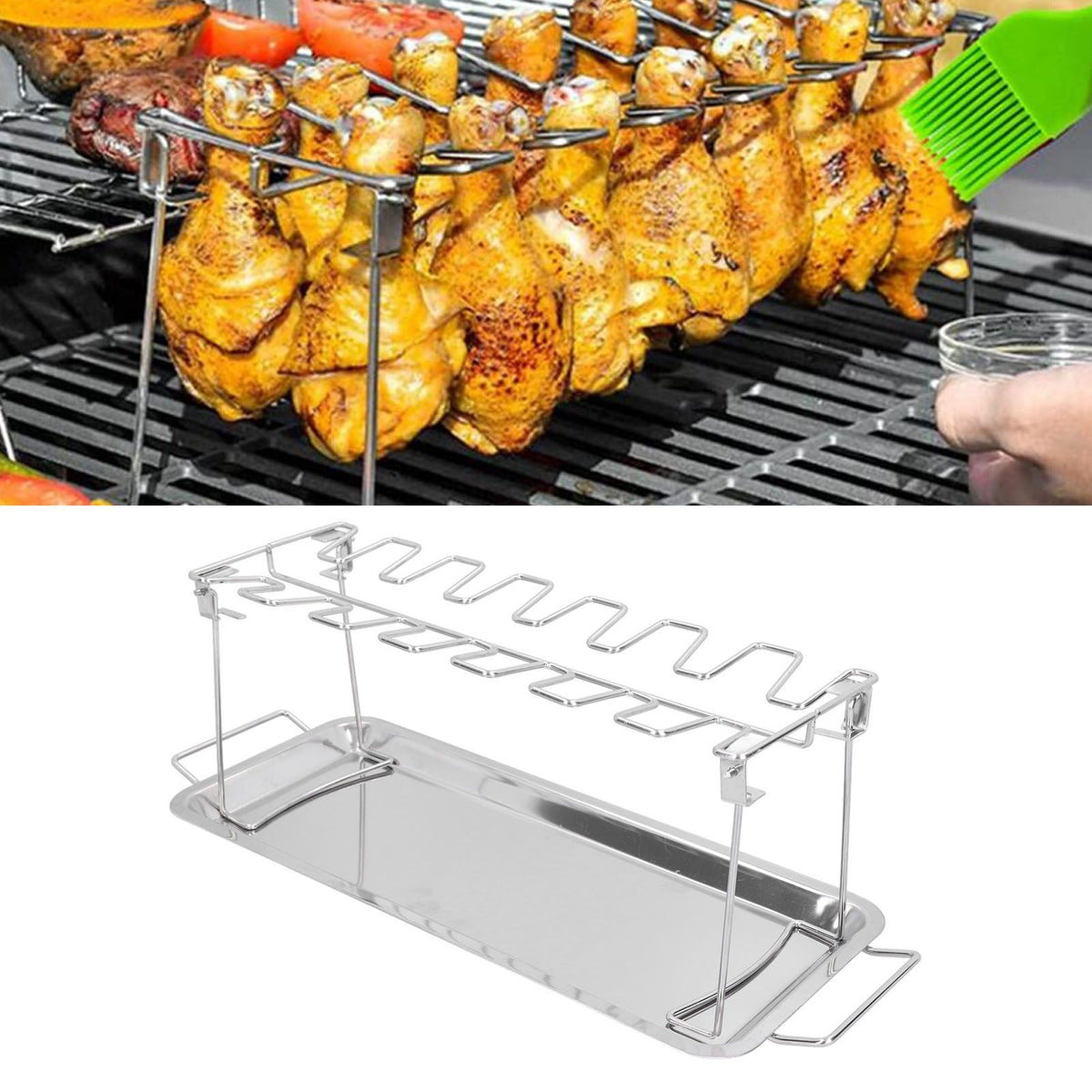 Chicken Wing Leg Rack Stainless Steel Foldable BBQ Rack Portable Grill Holder for Outdoor
