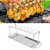 Chicken Wing Leg Rack Stainless Steel Foldable BBQ Rack Portable Grill Holder for Outdoor - Extra Image