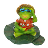 Floating Frog Statue Cute Resin Frog Sculpture Garden Ornament for Outdoor Pond Decoration - Side View