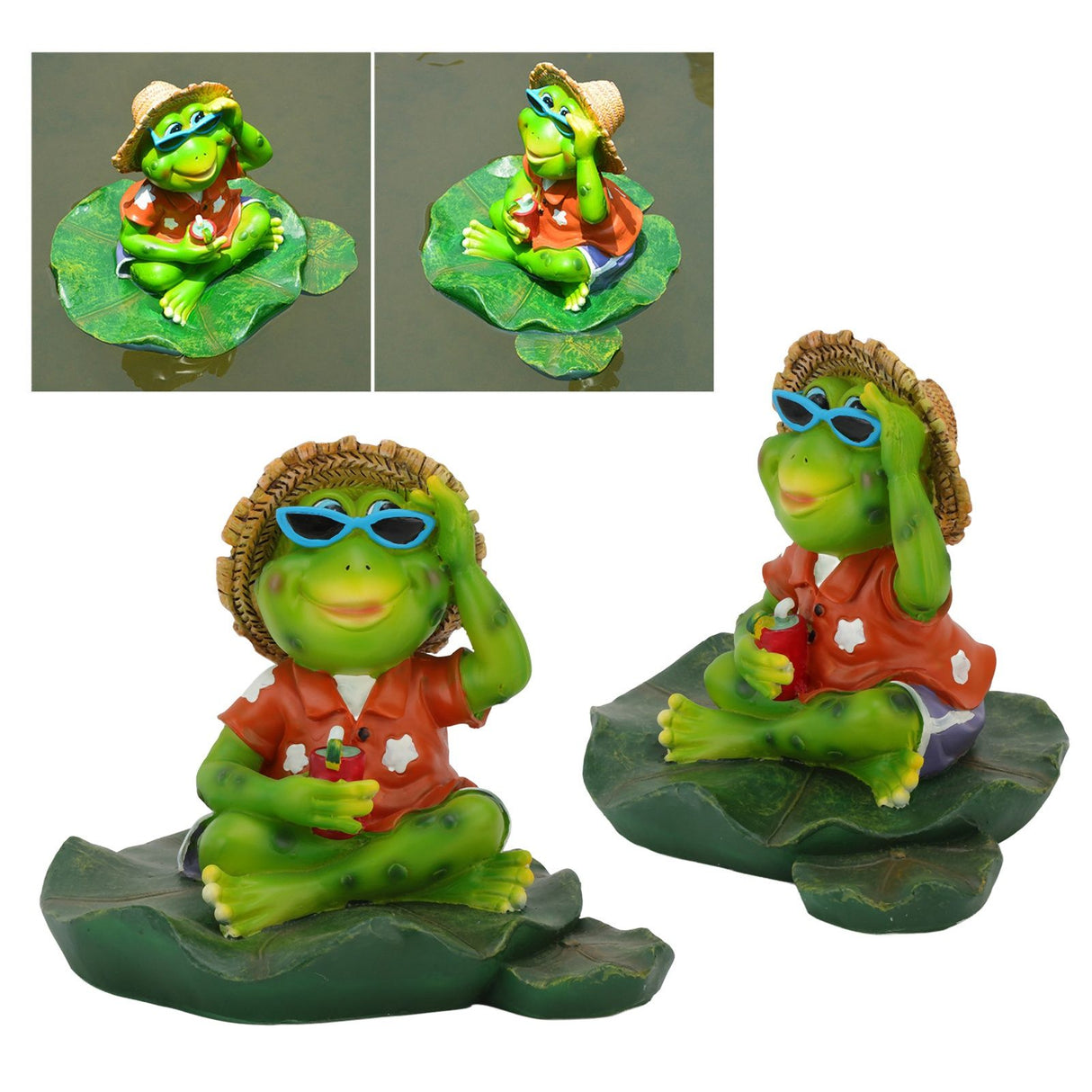 Floating Frog Statue Cute Resin Frog Sculpture Garden Ornament for Outdoor Pond Decoration