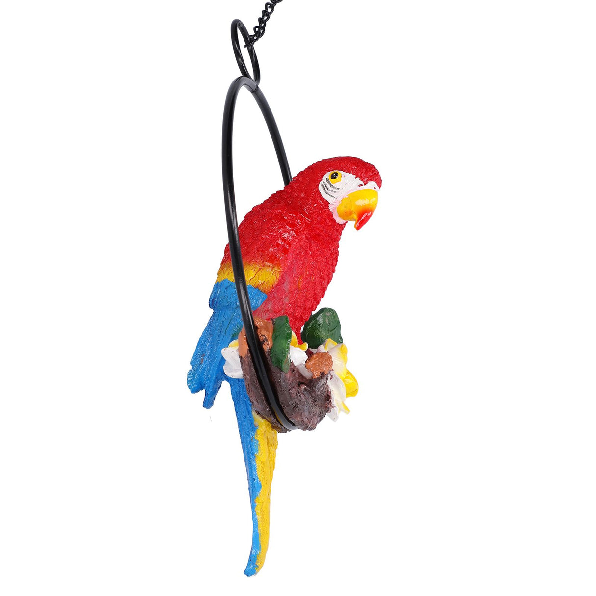 Macaw Garden Pendant Synthetic Resin Hanging Ring Parrots Sculpture for Pathway Yard Patio Lawn
