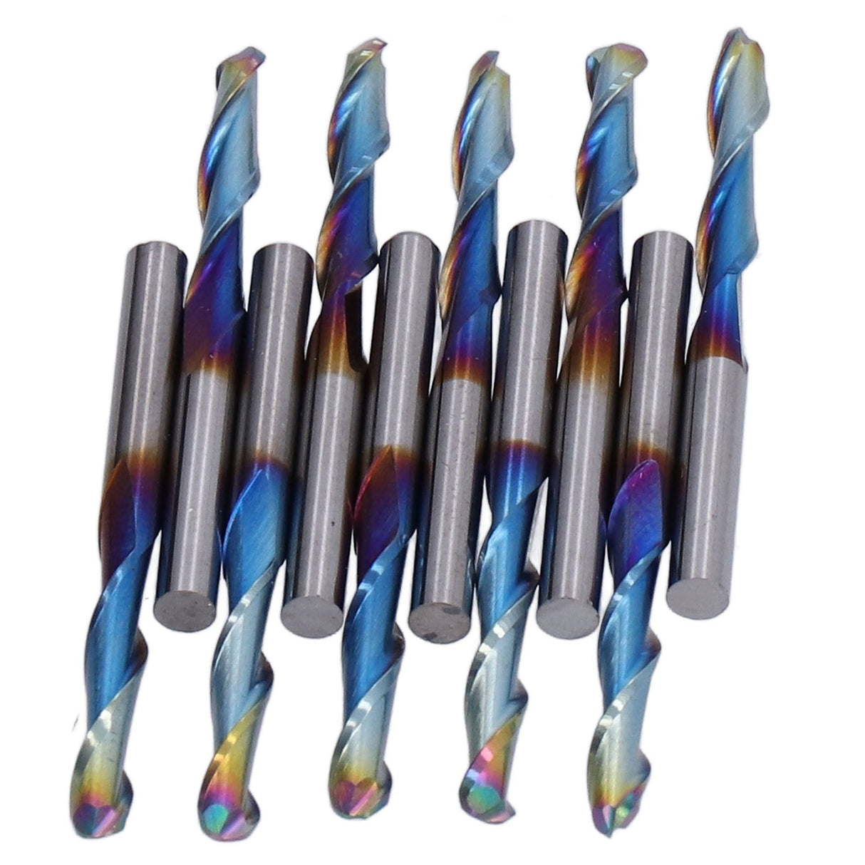 10Pcs Router Bits Tungsten Steel Spiral Flute Milling Cutter Tool with Plating Blue for Wood PVC Nylon