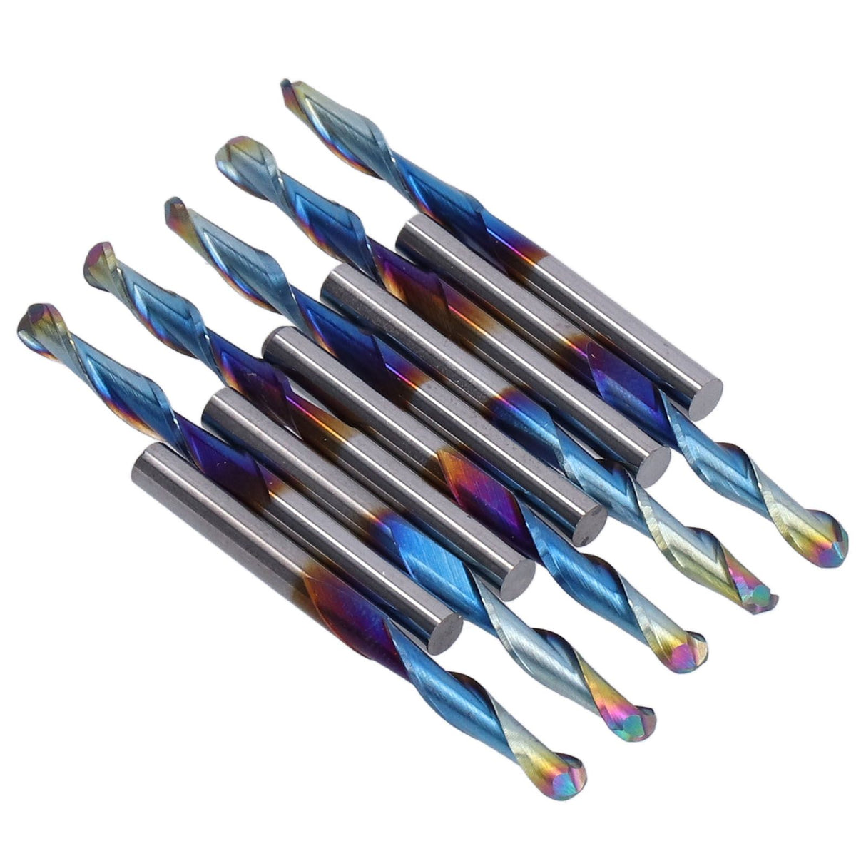 10Pcs Router Bits Tungsten Steel Spiral Flute Milling Cutter Tool with Plating Blue for Wood PVC Nylon