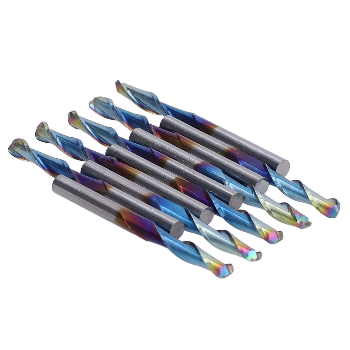 10Pcs Router Bits Tungsten Steel Spiral Flute Milling Cutter Tool with Plating Blue for Wood PVC Nylon