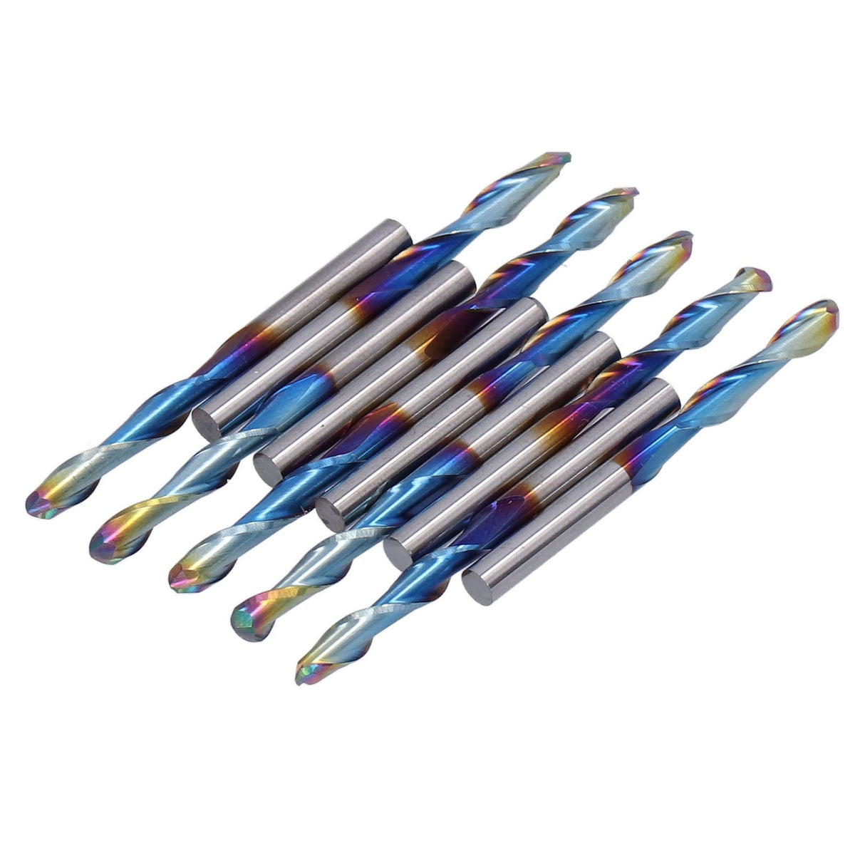 10Pcs Router Bits Tungsten Steel Spiral Flute Milling Cutter Tool with Plating Blue for Wood PVC Nylon