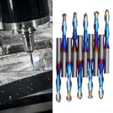10Pcs Router Bits Tungsten Steel Spiral Flute Milling Cutter Tool with Plating Blue for Wood PVC Nylon