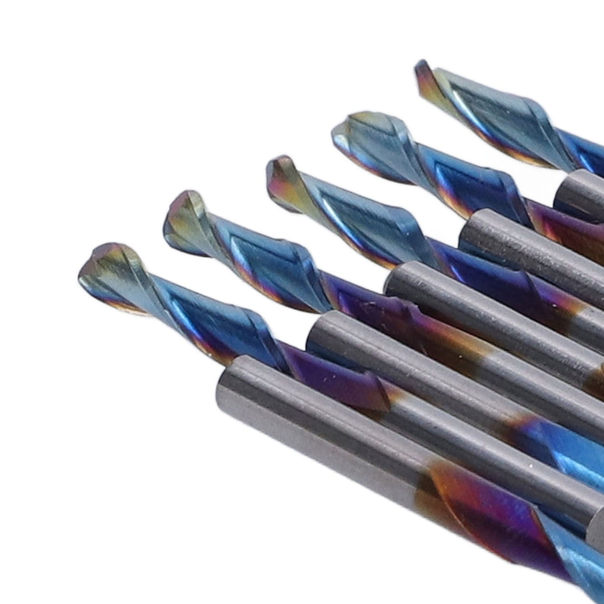 10Pcs Router Bits Tungsten Steel Spiral Flute Milling Cutter Tool with Plating Blue for Wood PVC Nylon