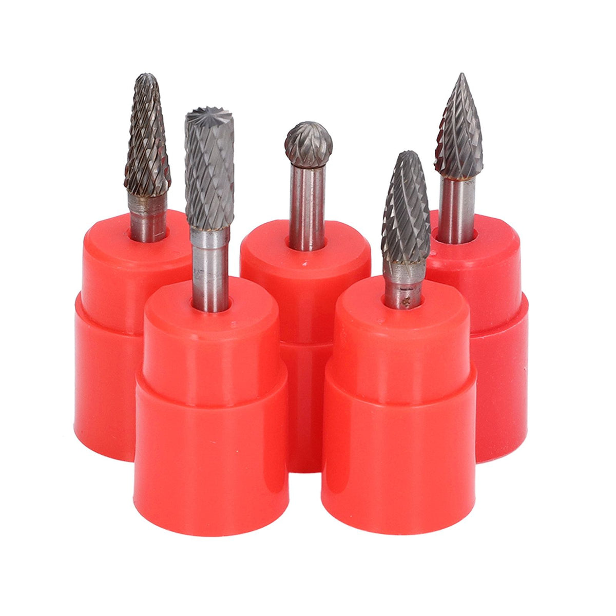 5Pcs 6x8mm Tungsten Steel Burr Files Rotating Grinding Burrs Set for Woodworking Carving Polishing