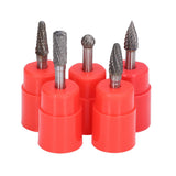 5Pcs 6x8mm Tungsten Steel Burr Files Rotating Grinding Burrs Set for Woodworking Carving Polishing - Side View