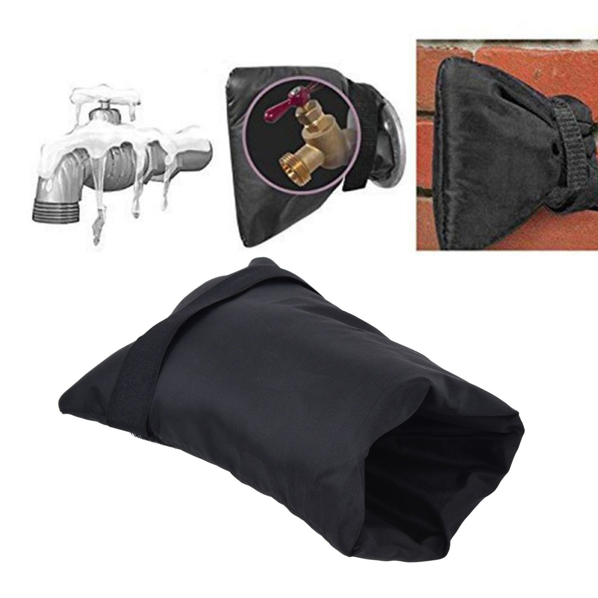 Outdoor Faucet Frost Protection Cover Waterproof Faucet Anti Freeze Protection CoverBlack 15x21cm Hook and Loop