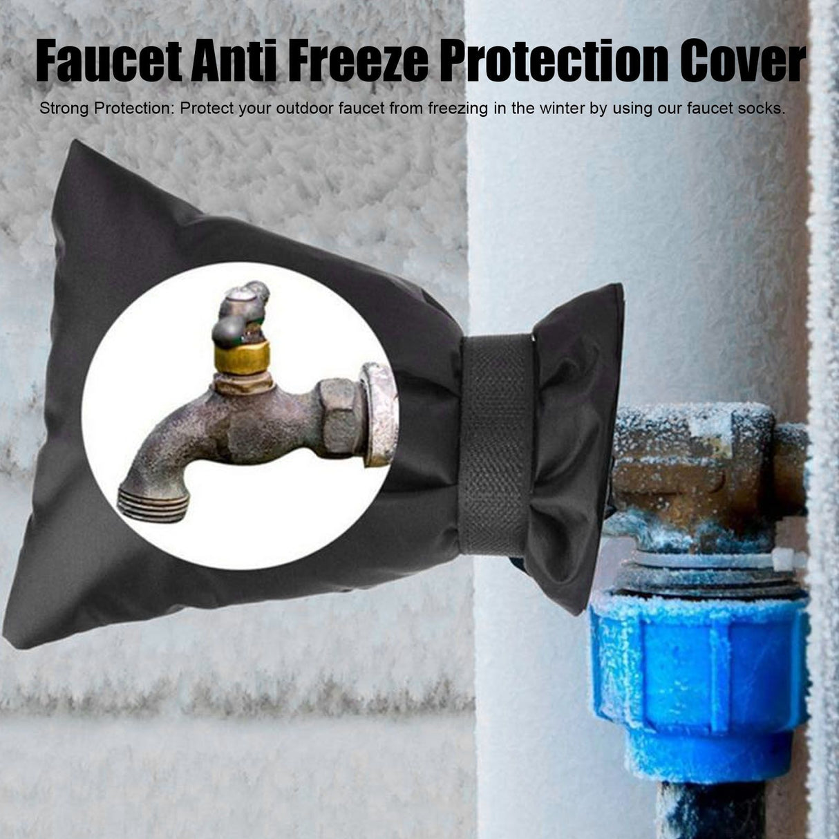 Outdoor Faucet Frost Protection Cover Waterproof Faucet Anti Freeze Protection CoverBlack 15x21cm Hook and Loop