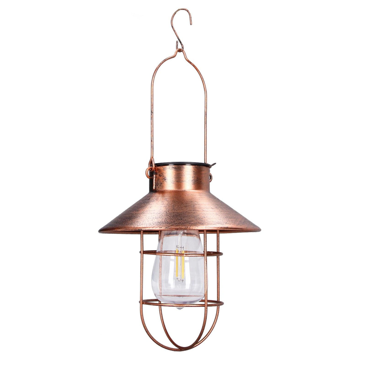 Solar Hanging Light Decorative Iron Frame LED Outdoor Retro Lantern for Garden Yard Porch