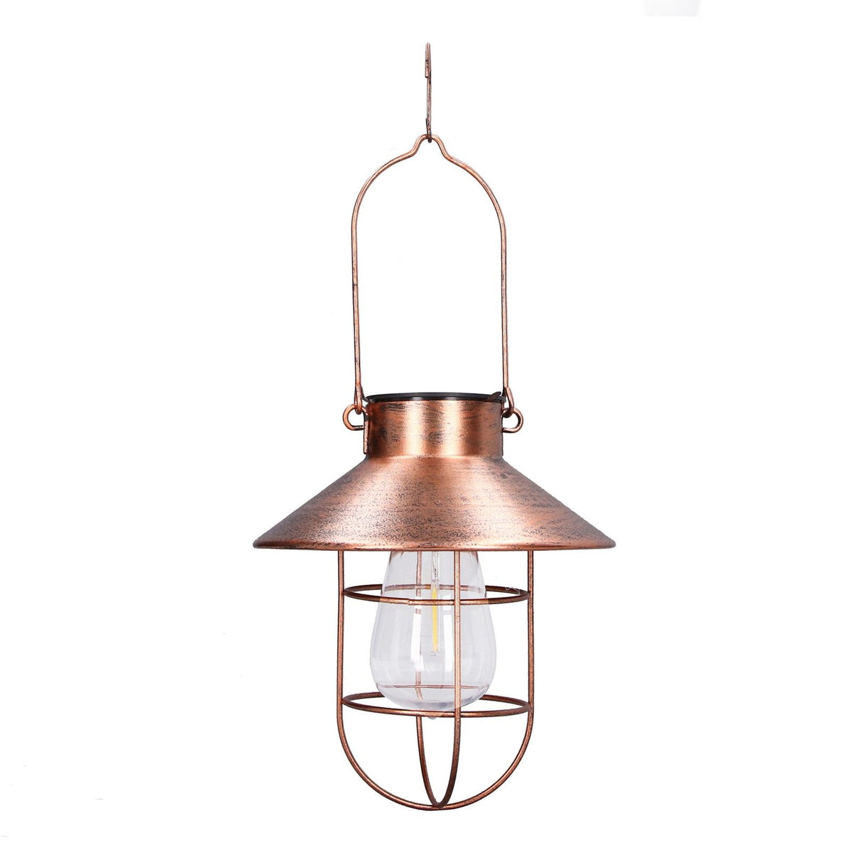 Solar Hanging Light Decorative Iron Frame LED Outdoor Retro Lantern for Garden Yard Porch