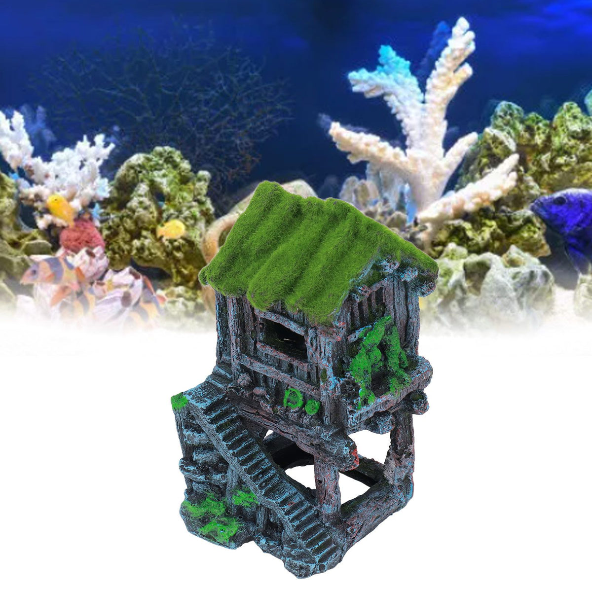 Aquarium Resin Pavilion Ornaments Vivid Lifelike Details Safe Resin Fish Tank Pavilion Landscaping for Decoration