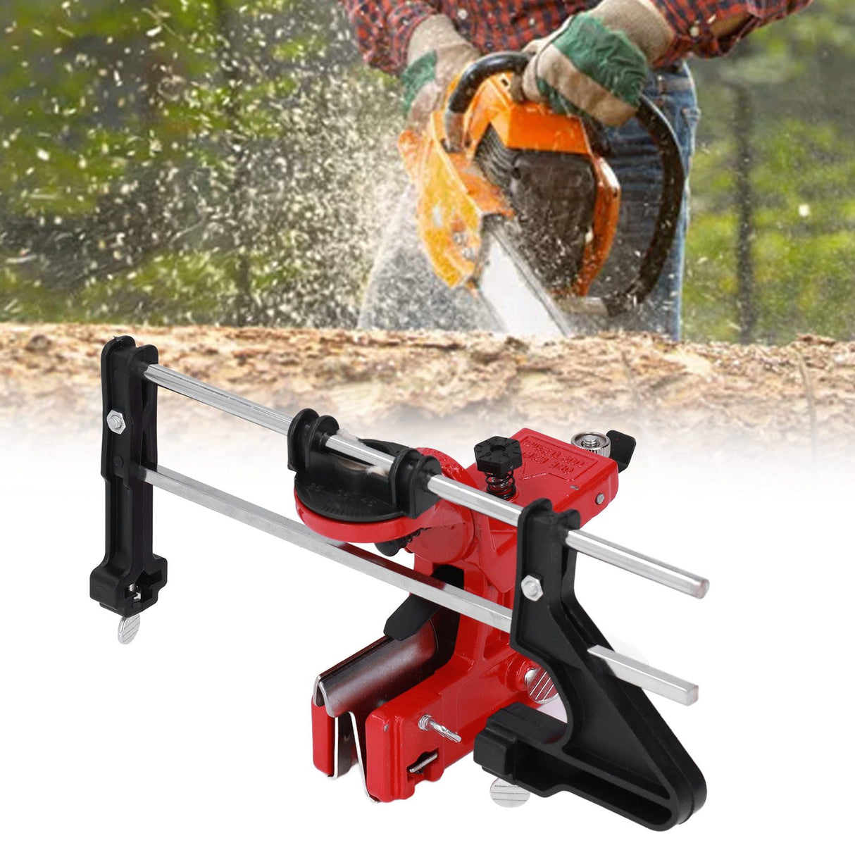 Chain Sharpener Sharpening Stone Guide Bracket Adjustable Steel Red Rustproof for Home