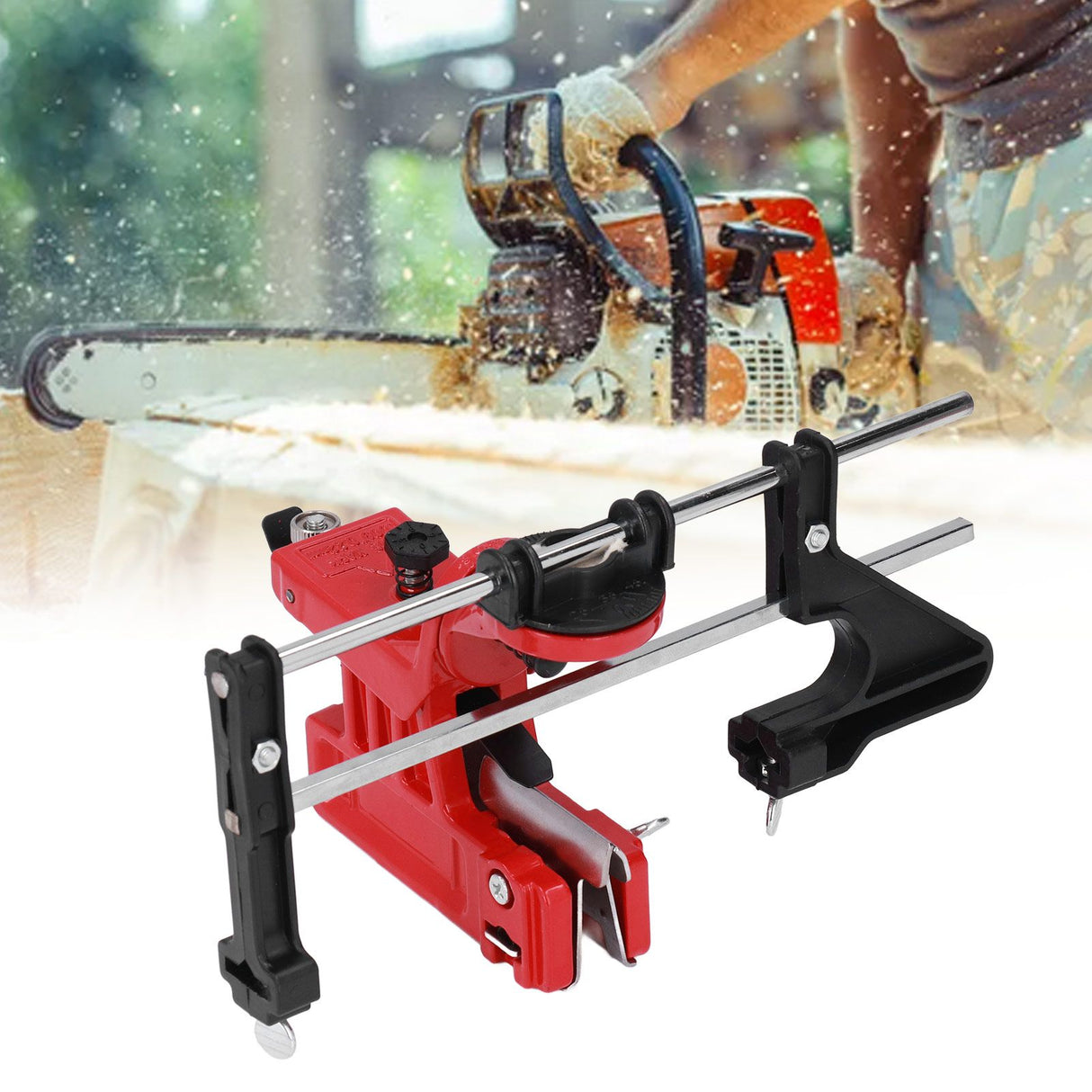 Chain Sharpener Sharpening Stone Guide Bracket Adjustable Steel Red Rustproof for Home