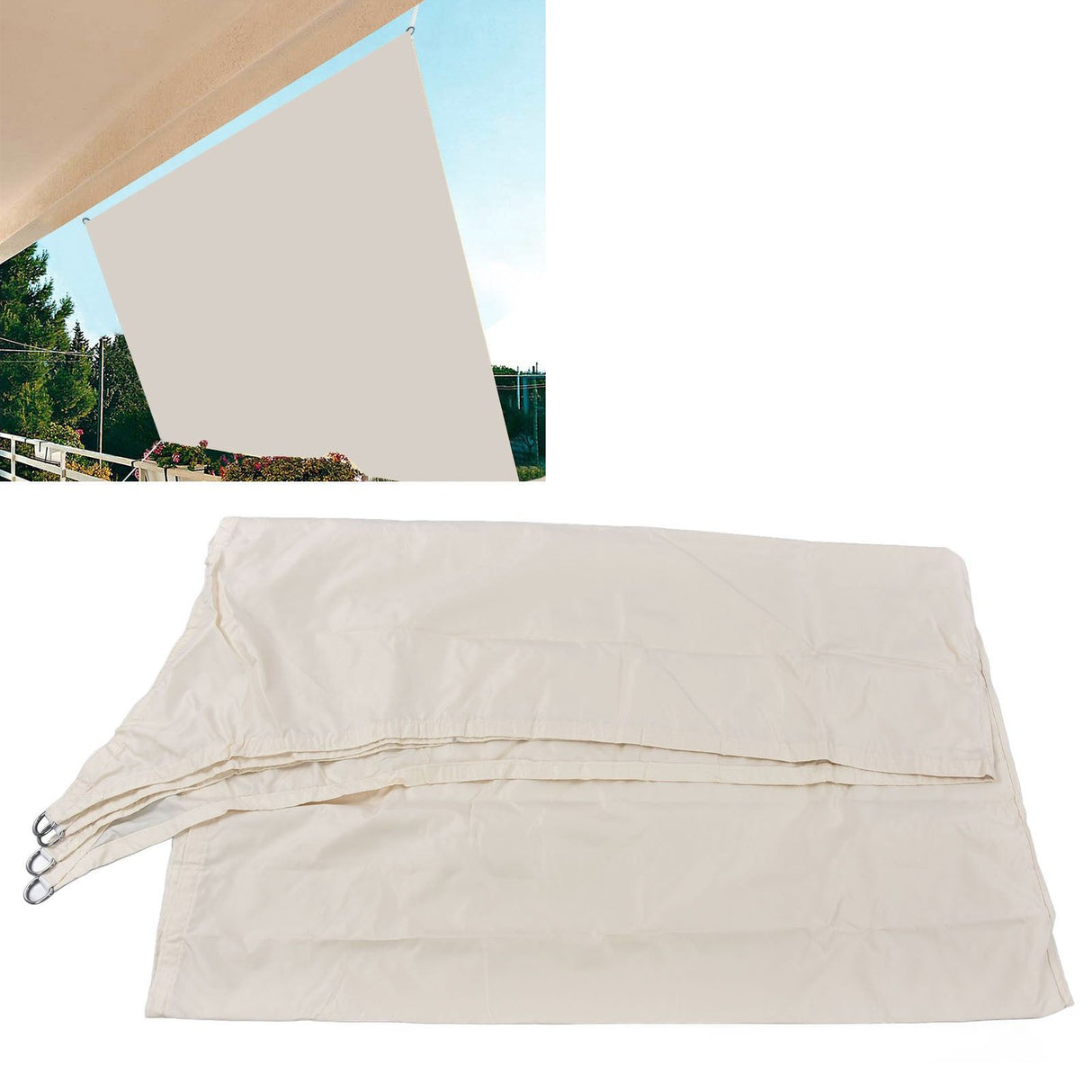 Milky White Shade Canopy Waterproof Shading Foldable 3x3m Quadrilateral Reducing Heat Shade Sail for Outdoor