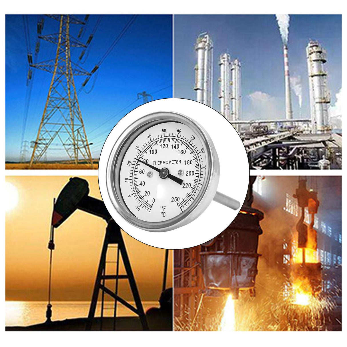 ‑18‑120℃ Dial Thermometer Barbecue Oven Bimetallic Thermometer Pointer Type Temperature Gauge