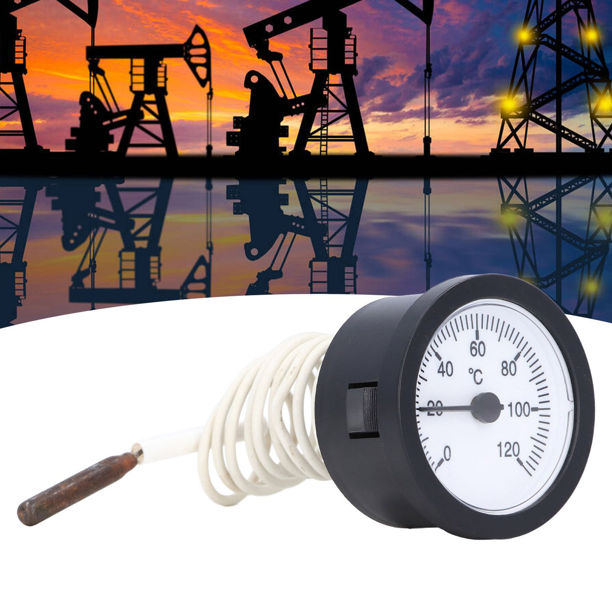 Dial Thermometer 0‑120°C Measuring Range Copper Sensor Clear Temperature Scale 52mm/2.0in Thermometer for Liquid