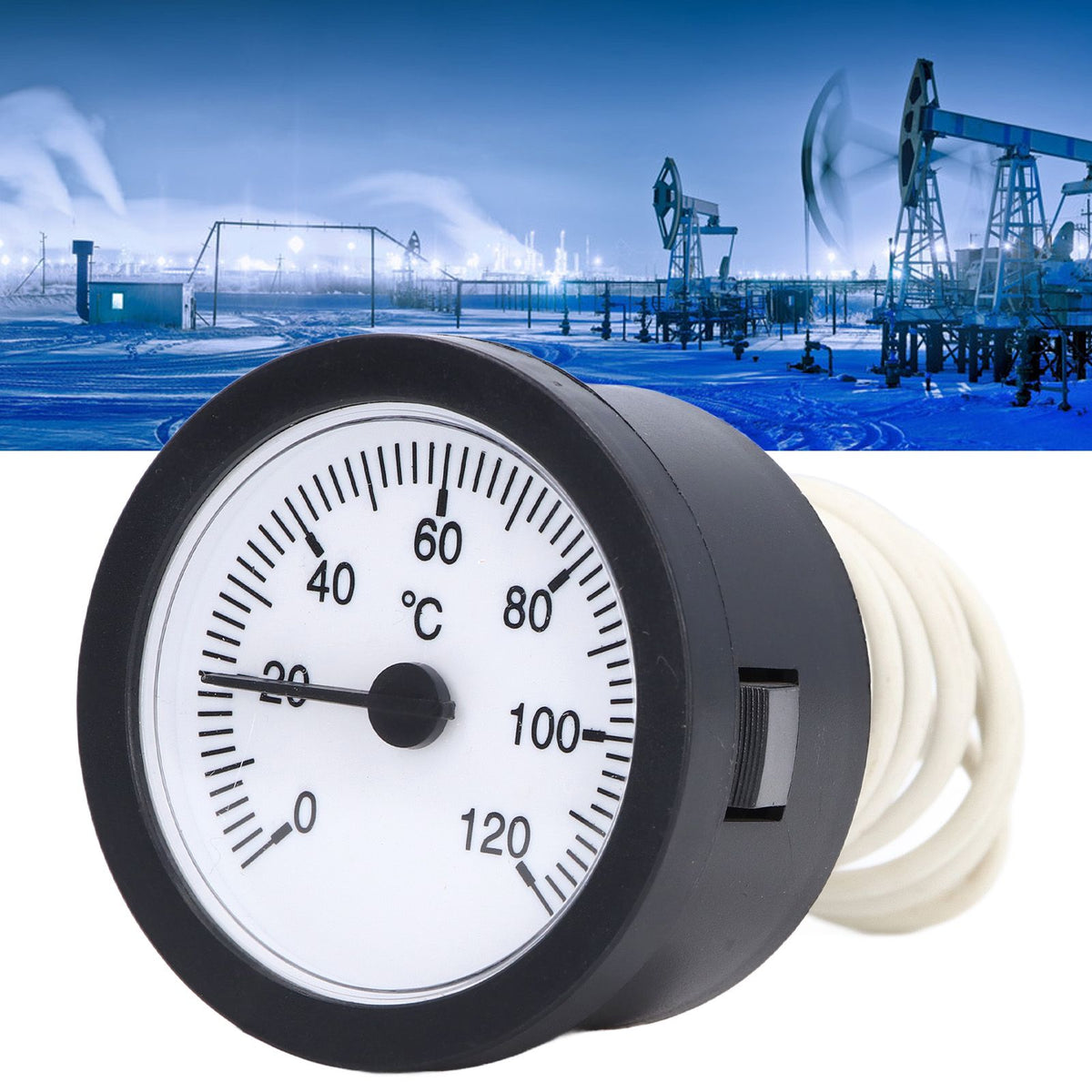 Dial Thermometer 0‑120°C Measuring Range Copper Sensor Clear Temperature Scale 52mm/2.0in Thermometer for Liquid