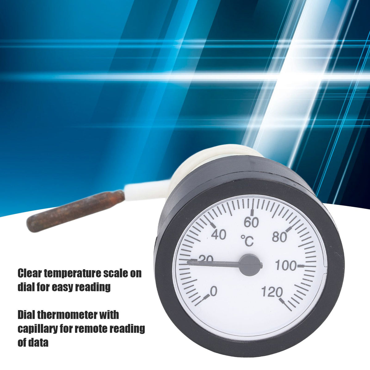 Dial Thermometer 0‑120°C Measuring Range Copper Sensor Clear Temperature Scale 52mm/2.0in Thermometer for Liquid