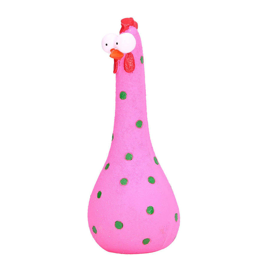 Chicken Statue Long Neck Microlandschaft Hand Crafted Resin Animal Garden Statues for Garden Yard Art DecorationPink