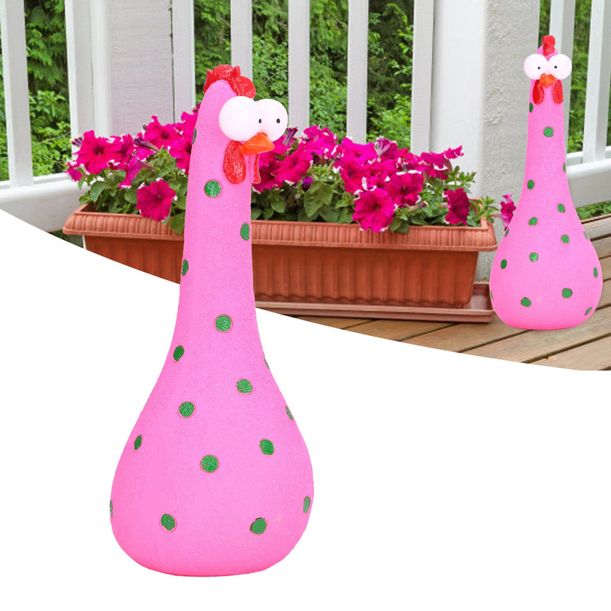 Chicken Statue Long Neck Microlandschaft Hand Crafted Resin Animal Garden Statues for Garden Yard Art DecorationPink