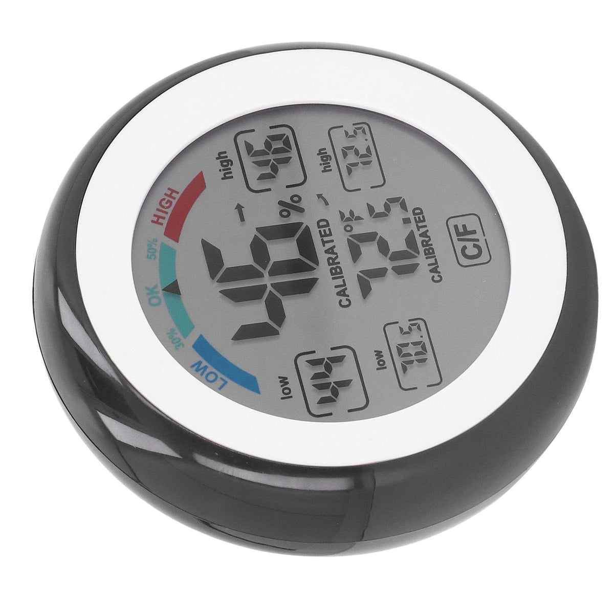 Indoor Outdoor Thermometer Hygrometer Round Touch Screen Wireless Electronic Temperature Humidity Meter with LCD