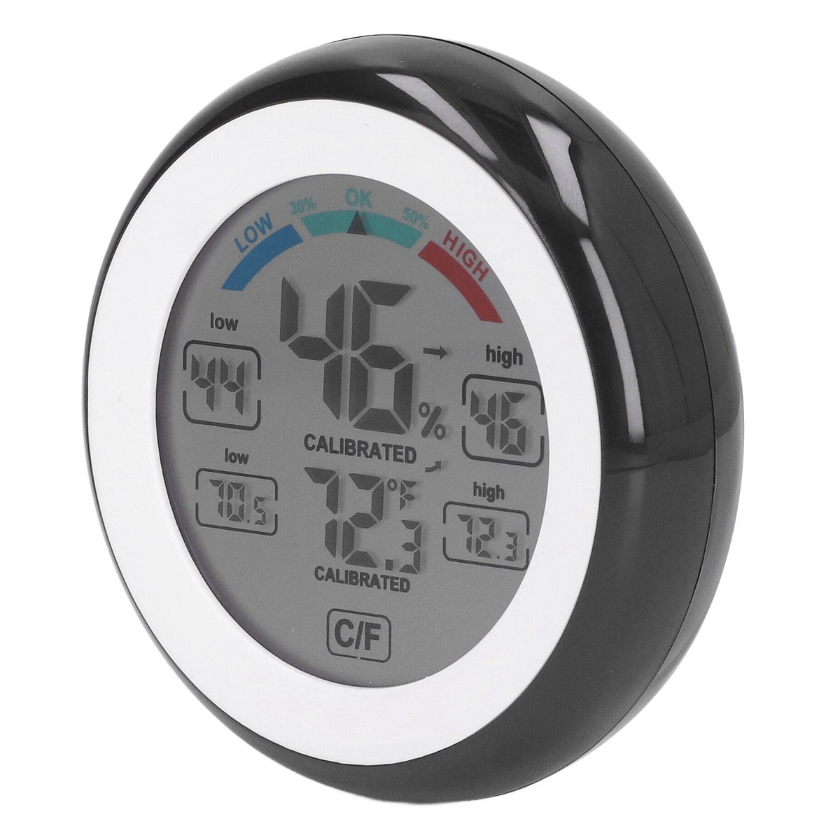 Indoor Outdoor Thermometer Hygrometer Round Touch Screen Wireless Electronic Temperature Humidity Meter with LCD