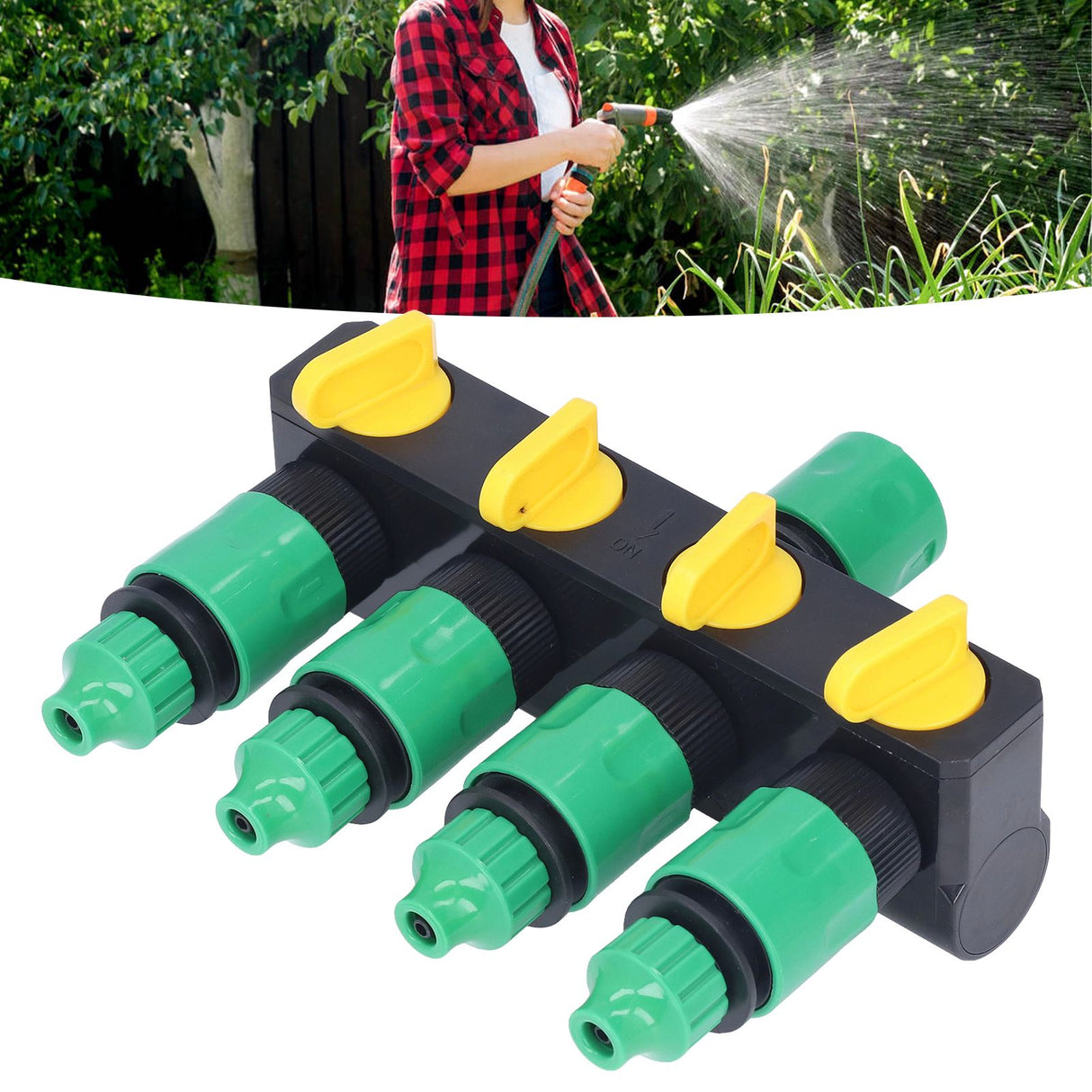 Water Hose Splitter ABS Material 4 Way Stainless Durable Garden Irrigation Faucet Splitter for Patio Farm
