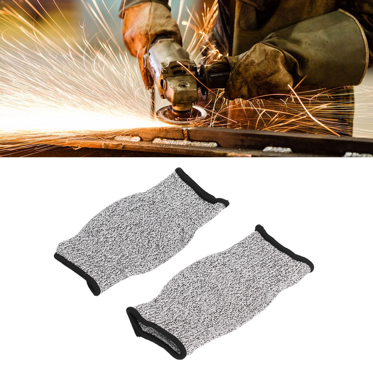 2pcs Cut Resistant Sleeves Professional Level 5 Protection Safety Arm Guard for Garden Kitchen 20cm/7.9in